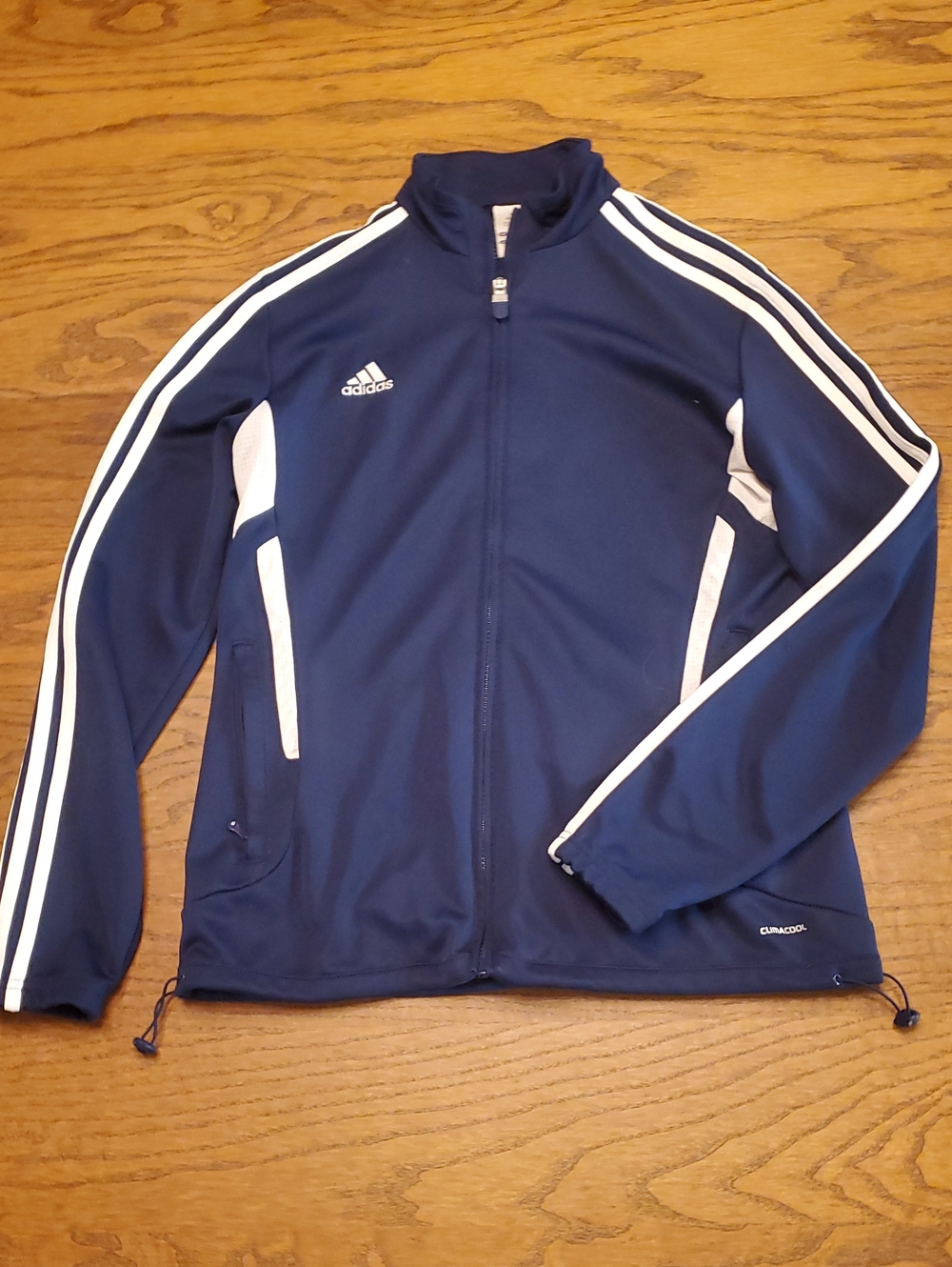 adidas Navy Performance Track Jacket with White Stripes (M)